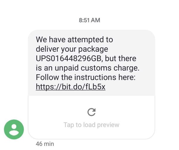 My-ups-delivery.com Scam Message
